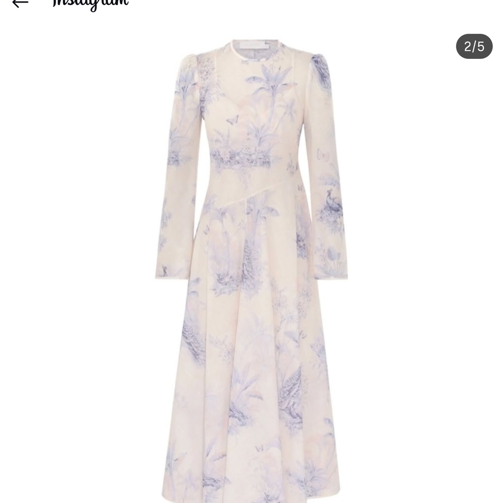 Zimmermann Cream authentic! NWT! Long Sleeve Dress Size AUS1